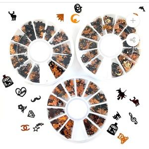 ⚫️ 🎃 👻 NWT Black & Gold Halloween Embellishment Sequins | Set of 3 Nail Art